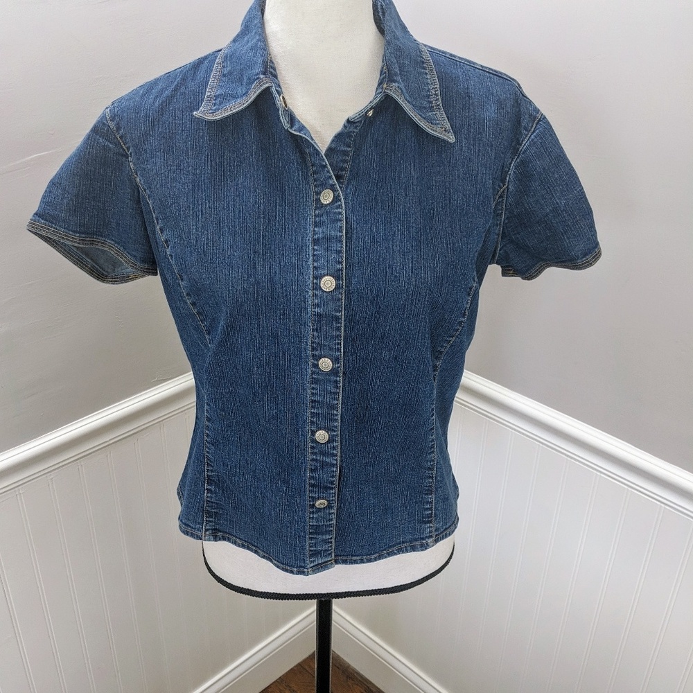 Vintage GAP Blue Denim Button Down Shirt Size S